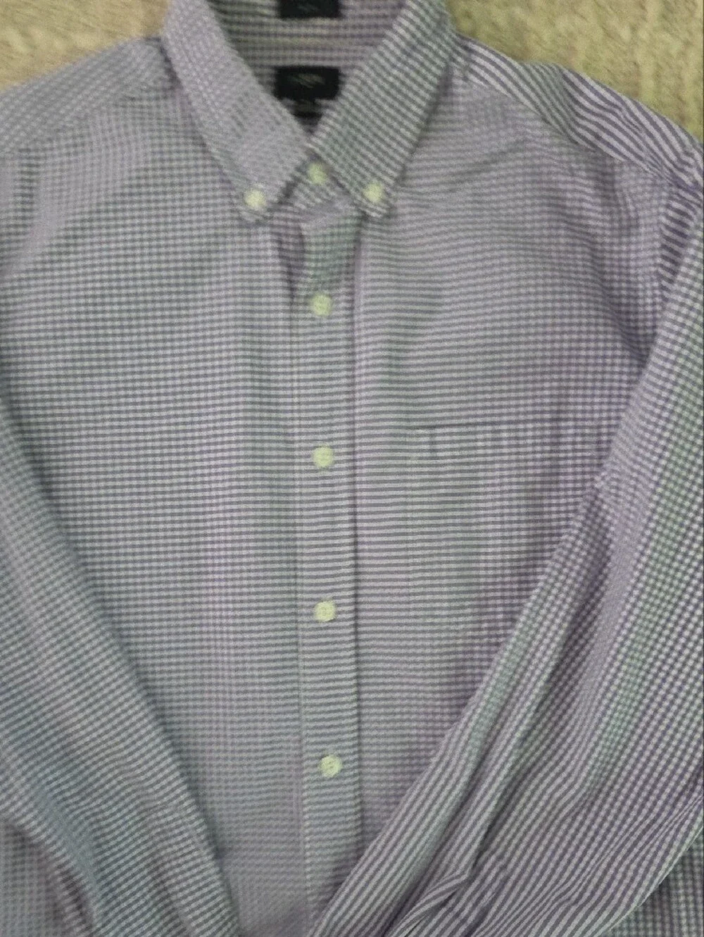 J. Crew Purple and White Gingham Button-Down Shirt, M/Slim
